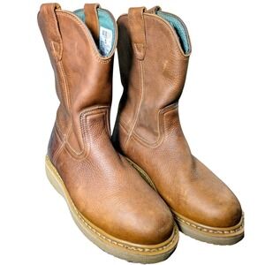 Georgia Boot Wedge Work Wellington Men 8M Brown Full Grain Leather Work Boots